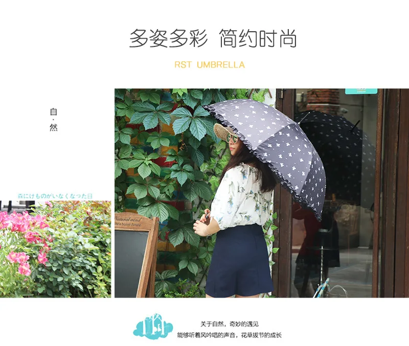 RST Umbrella Foreign Trade Export Europe Women's Bow Pleated Lace Apollo All-Weather Umbrella
