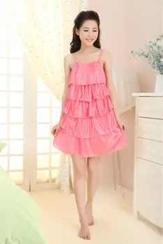 

2018 Summer Style Sexy lovely girl Condole belt sleepwea silk Clothing Women Nightgowns Home Clothing Sleep AW7443