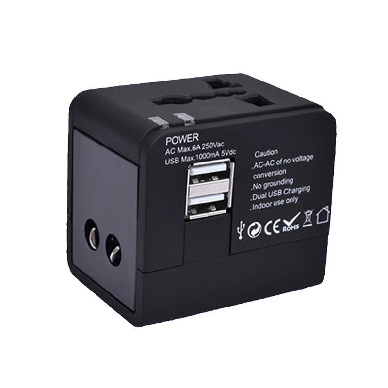 

Dual USB Port Universal International Plug Socket World Travel Power Adapter Conversion Socket for Electrical Plug