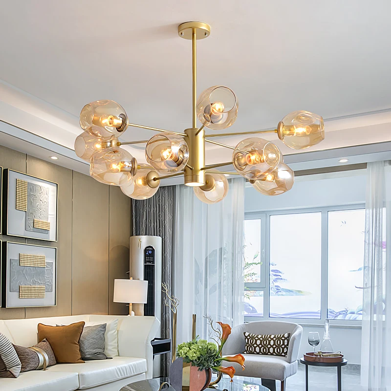 

Modern Led Chandelier Lighting Gold Black Glass Ball Hanglamp Globe Glass Lamp Nordic Kitchen Living Dining Room Bedroom Lamp