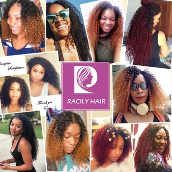 Racily Hair 1/3/4 Pcs Ombre Hair Bundles Brazilian Kinky Curly Hair Weave Bundles Deals Remy T1B/30 Ombre Human Hair Extensions 6