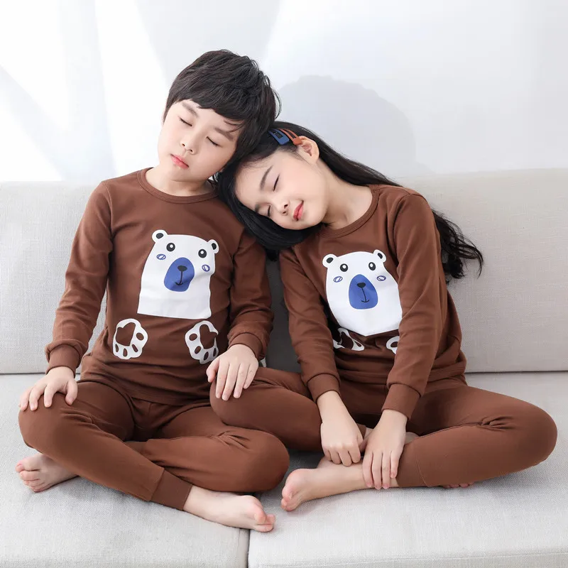 Осень-зима детские пижамы комплект одежды детская одежда для сна с героями мультика для маленьких мальчиков Пижама; домашняя одежда для девочек, хлопковые детские носки, с рисунками животных, пижамы От 2 до 13 лет одежда для сна