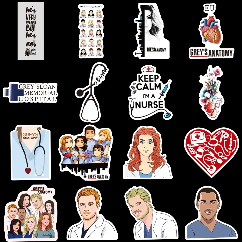 50Pcs/lot Classic American Drama Grey's Anatomy Stickers Luggage Suitcase PVC 50Pcs/lot Classic American Drama Grey's Anatomy Stickers Luggage Suitcase PVC
