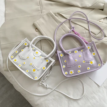 

Fashion PVC Transparent Daisy Shoulder Bag Women Bags High Quality Clear Crossbody Bags For Women Messenger Bag Handbags