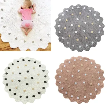 

carpet Mats 120x120cm Personality INS Nordic Round Dot Home Decoration Floor Mat Child Play Mat Nordic storm dot cookie mat