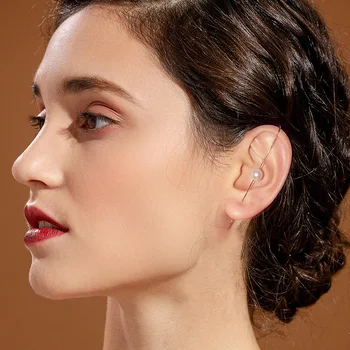 

2020 Ear Hook Unique Earring Earrings Female Alloy Cross Ear Hook Design Line Wrap-around Pearl Earrings Wedding Accessories