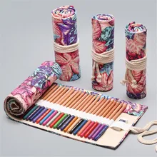 Pen-Bag Pouch Pencil-Case Colored Stationery Roll Canvas Student Cute 12/24/36-/..