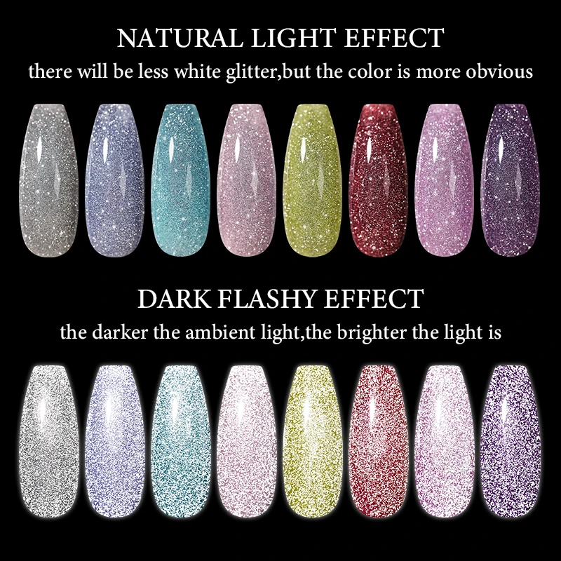 Mtssii Reflective Glitter Gel Nail Polish 6ml Sparkling Auroras Laser Nail Gel Nail Art Varnish Semi Permanent Top Base Gel
