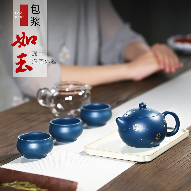 Yixing are recommended by pure manual undressed ore ink chlorite teapot tea suits the colour of household xi shi pot