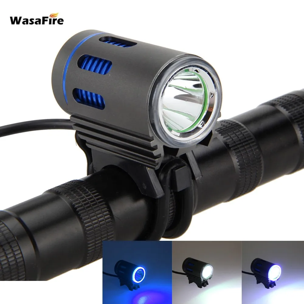 WasaFire Mini L2 Bike Light White Blue LED Bicycle Light Front Lamp MTB Cycling Headlamp 3000LM Headlight + 18650 Battery Pack