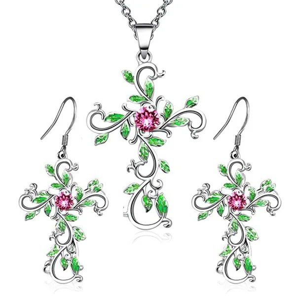 

Zhen Rong Wish Hot Selling New Style Believe God Cross Earrings Necklace Pendant Set God We Trust