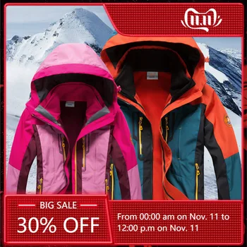 

Winter Waterproof Jacket Fleece Jacket Women Mens Ski Jacket Heated Soft Fleece Windbreaker 2 Pieces Detachable Rain Jacket