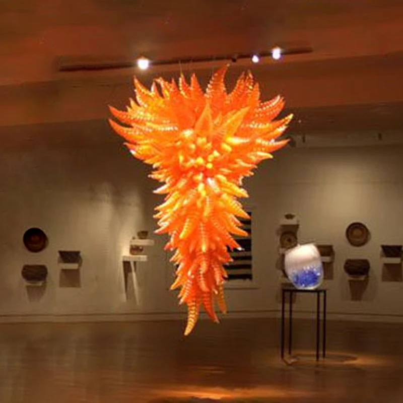 Orange Hand Blown Glass Spiral Chandelier Hotel Ballroom Stair Large Lighting | Лампы и освещение