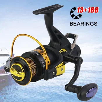 

PULLINE 14 BB Spinning Fishing Reel Saltwater Double Drag 8KG CNC Aluminum Handle Metal Carp Reels Outdoor Sports Fishing Tackle