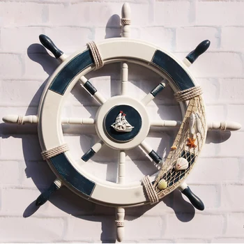 

Living Room Decoration Home Wall Decor Retro European Mediterranean Style Rudder Nautical Steering Wheel Pendant Crafts Murals