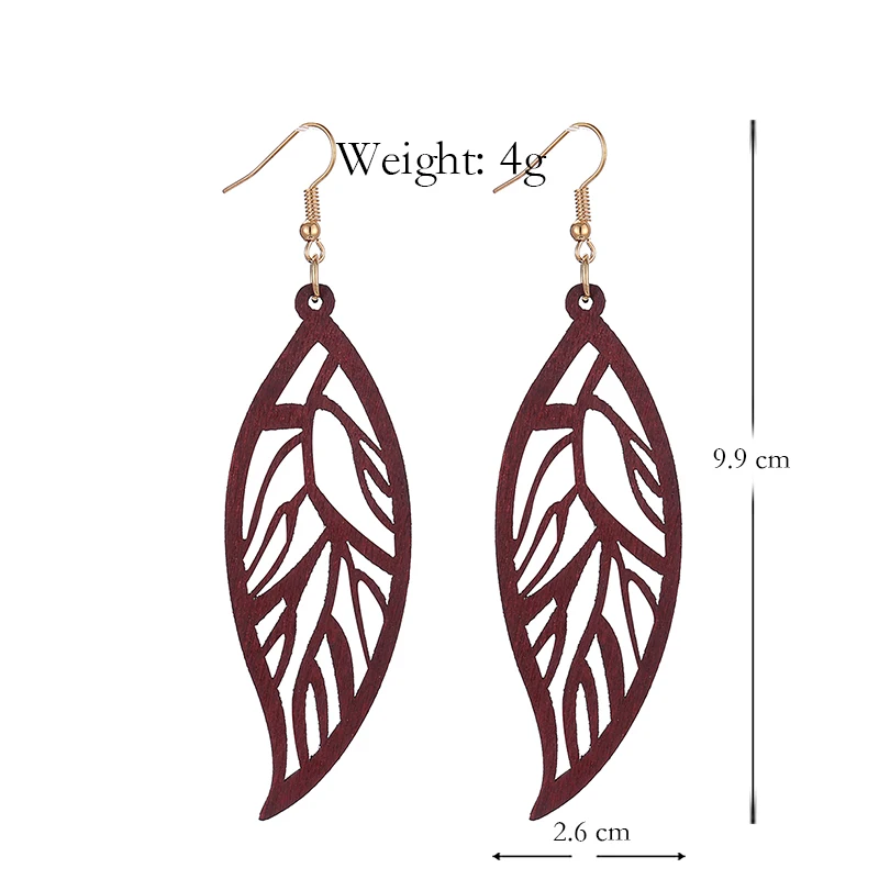 YULUCH Ethnic African Indian Boho Long Earrings Fashion Jewelry For Women Personality Hollow Wood Pattern Leaf Pendant Earrings