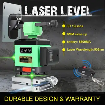 

3D 12 Line Green Light Affixing Instrument Level 360 Degree High Precision Flat Floor Level Ground Line With Remote Control