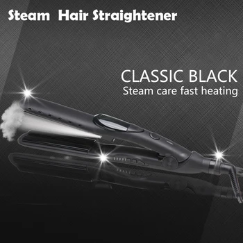

Steam Hair Straightener Ceramic Ceramic Heating Plate Tourmaline Ionic Flat Iron Professional Fast Warm-up Hair Straightener Hot
