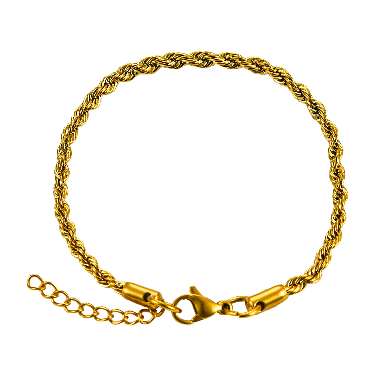 2/3/4/5/6mm catena a corda intrecciata in acciaio inossidabile bracciale Color argento/oro 3cm di estensione per catene di gioielli da donna da uomo