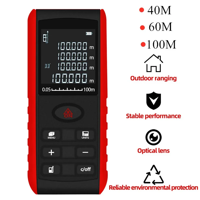 Laser rangefinder laser distance meter 40M 60M 100M rangefinder trena laser tape range finder build measure device ruler 40% off