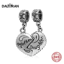 DALARAN 925 пробы серебряные подвески сердца мать и дочь Висячие Подвески подходят леди ожерелья Браслет DIY ювелирных изделий