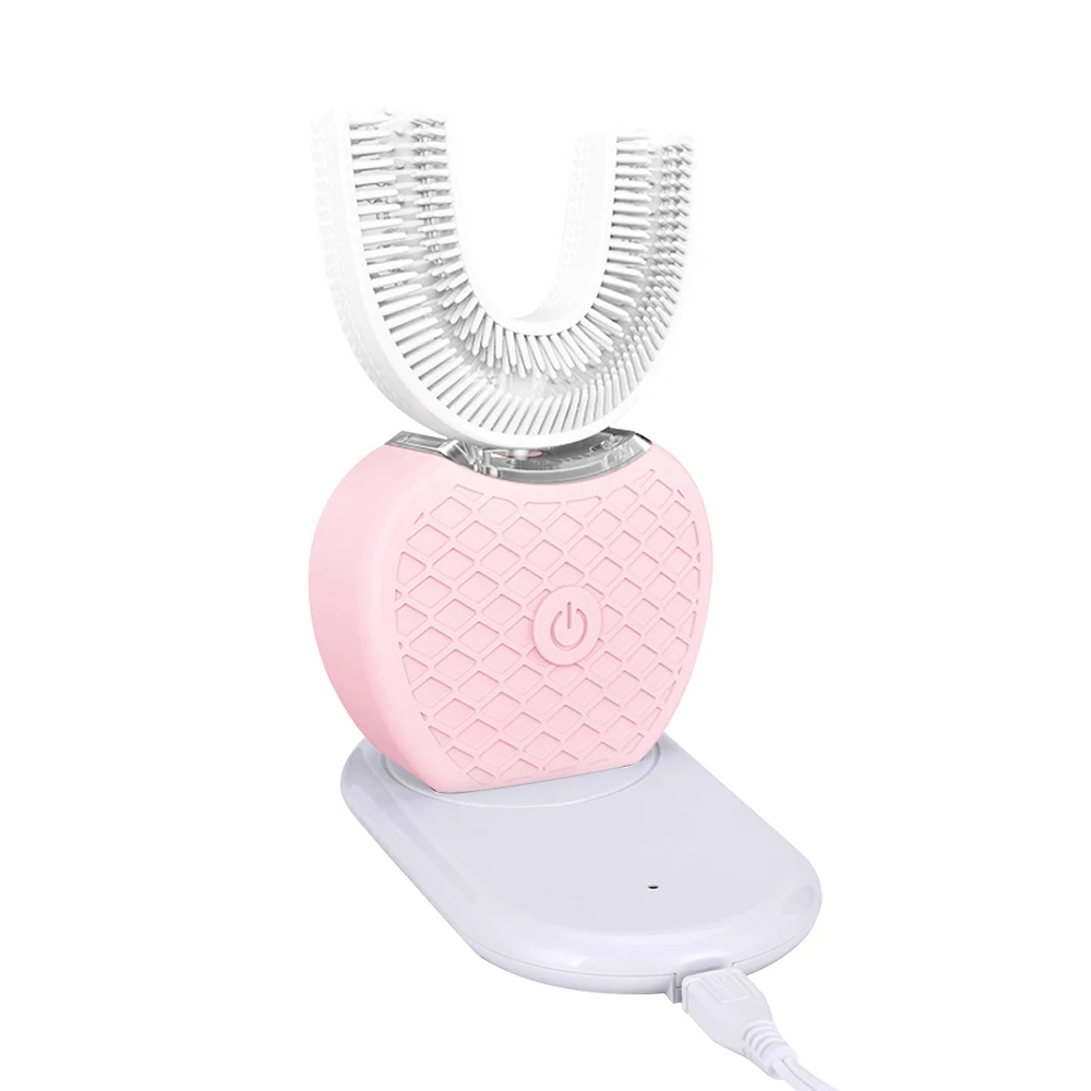 Интеллектуальная автоматическая звуковая электрическая зубная щетка с углом обзора 360 градусов, u-образная зубная щетка, usb зарядка, отбеливание зубов, синий светильник 2