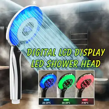 

3 Color LED Shower Head Digital LCD Display Temperature Control Shower Head powered by tap water [With/Without LED]