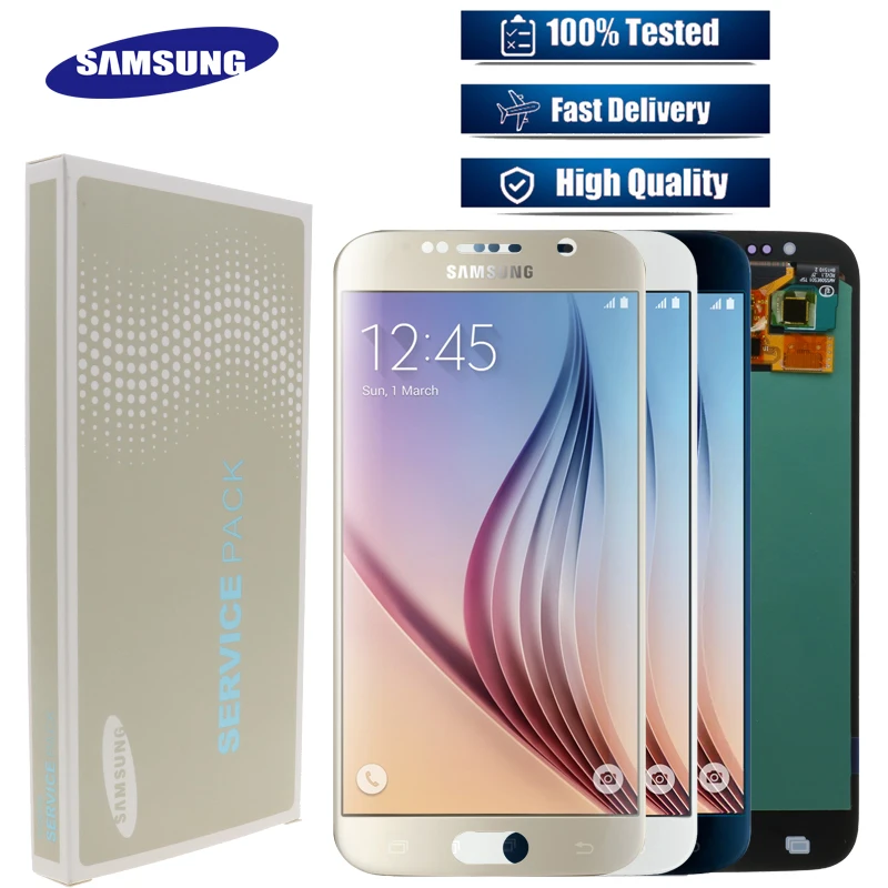 Супер amoled для Samsung Galaxy S6 G920F G920A G920 ЖК-дисплей с сенсорным экраном дигитайзер сборка+ Сервисный пакет