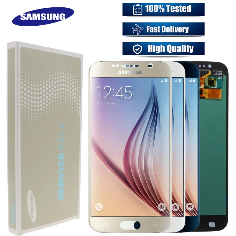 

100% Original Super amoled For Samsung Galaxy S6 G920F G920A G920 Lcd Display Touch Screen Digitizer Assembly + Service package