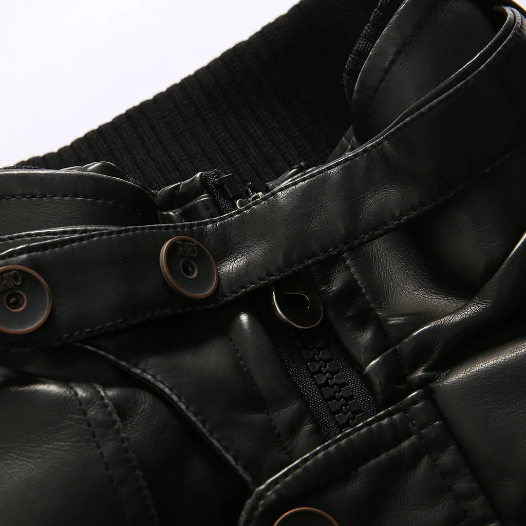 Мужская кожаная куртка кожаная курка мужская jaqueta de couro masculino осенне-зимняя однотонная кожаная куртка с длинными рукавами#3