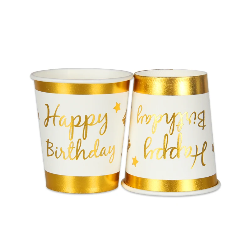 10 шт./лот, бумажные стаканчики из розового золота, одноразовая посуда, для свадьбы, дня рождения, вечеринки, декор для детского душа, вечерние принадлежности для детей, чашка для напитков - Цвет: orange stripe