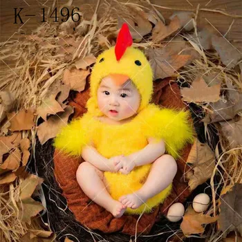 

Cute Chick Crest Shape 100 days Newborn baby photography clothing props newborn baby take photo clothes Mink Fleece 3-6 Months