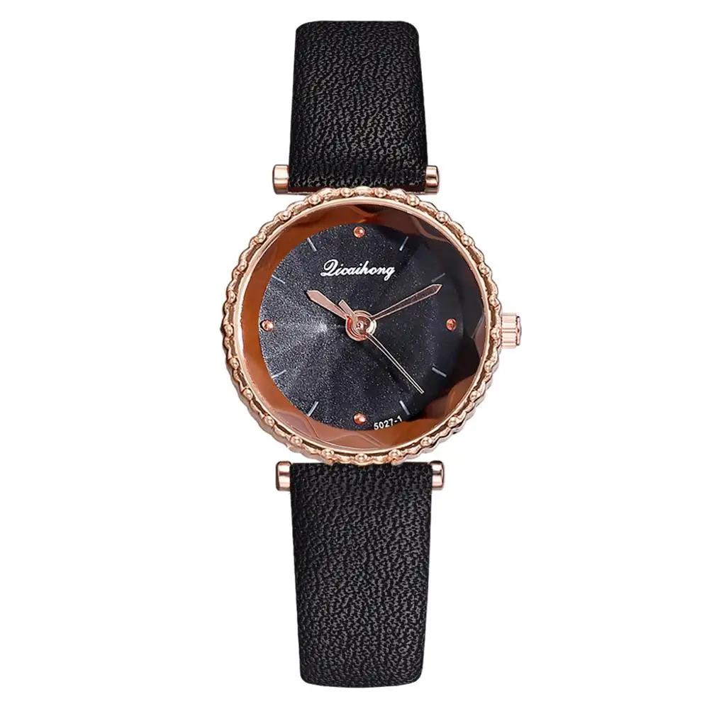 Роскошные женские часы с бриллиантами, браслет, кварцевые часы, женские повседневные наручные часы с кожаным ремешком, женские спортивные часы Zegarek Damski - Цвет: Черный