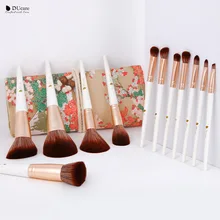 

DUcare 12Pcs Makeup Brushes Natural Synthetic Hair Blush Eye Blending Contour Powder Foundation Professional Make up Tools White