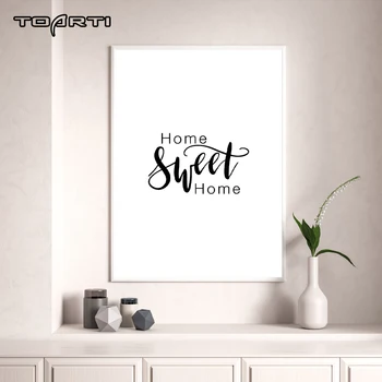 

Modern Home Sweet Art Print Canvas Painting Pictures for Living Room Minimalist Black White Decor Poster Letter