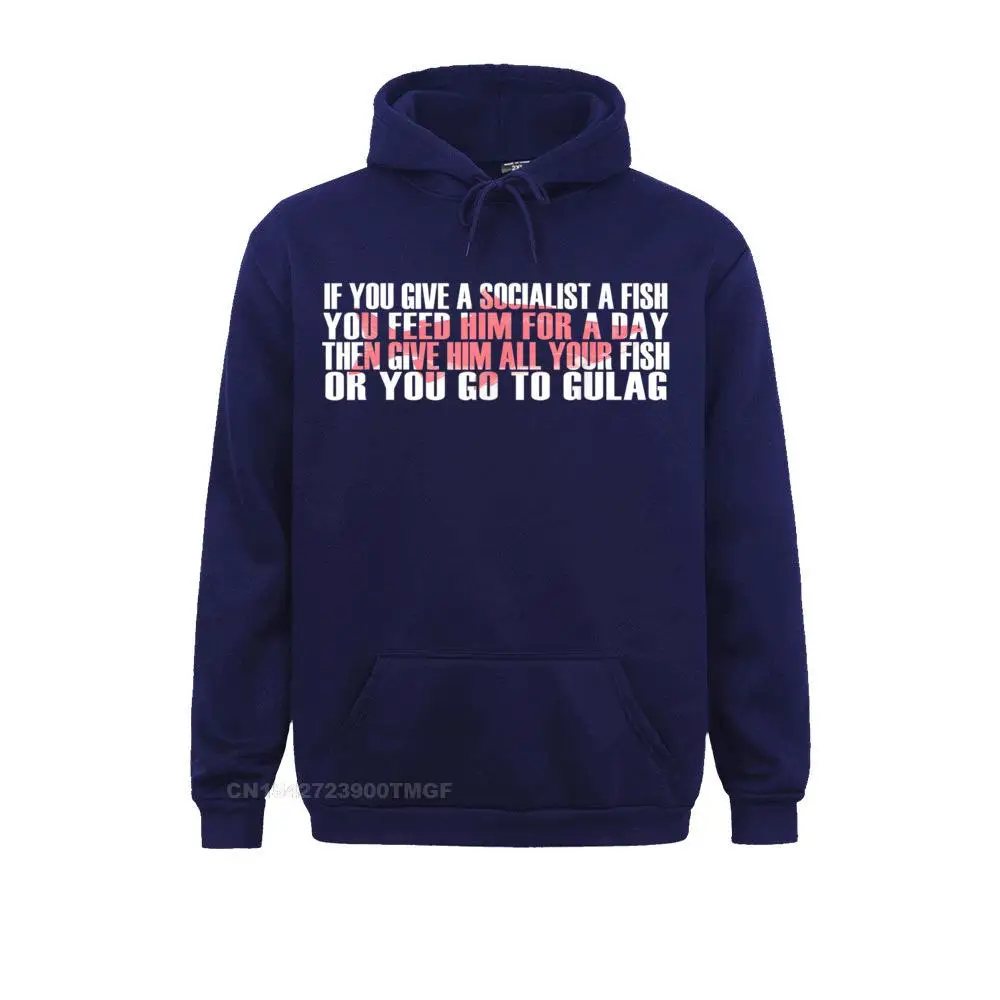 On Sale Mens Sweatshirts Long Sleeve Hoodies Sportswears Give a socialist a fish go to gulag funny anti socialism tee T-Shirt__17662 Give a socialist a fish go to gulag funny anti socialism tee T-Shirt__17662navy