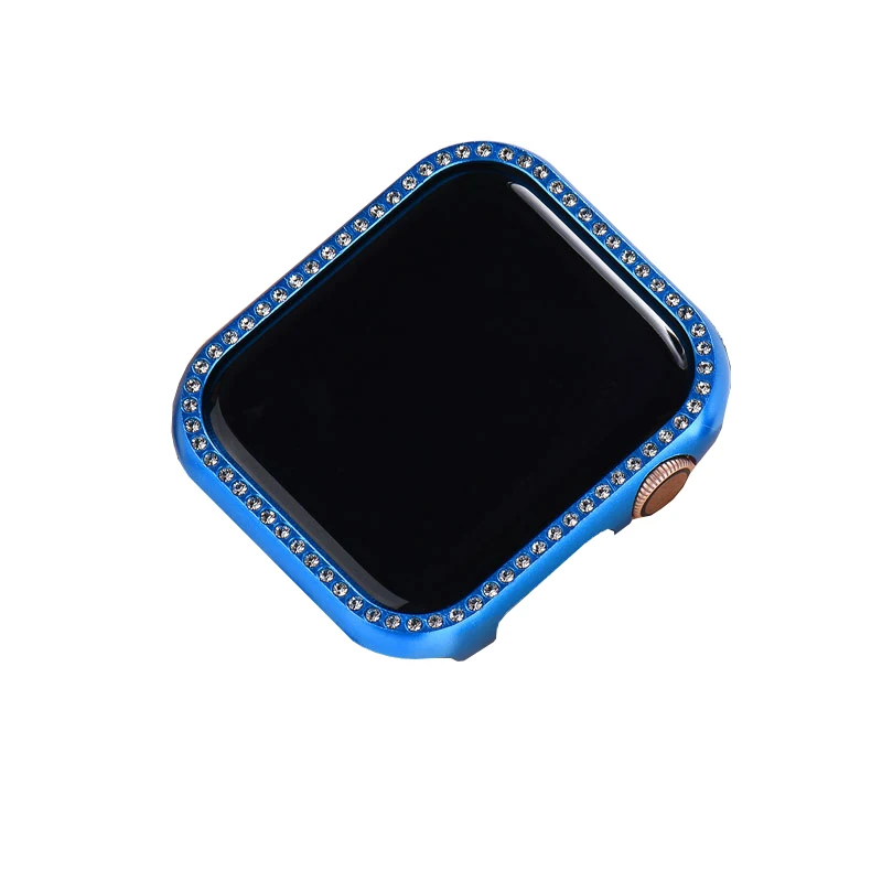 only case (no band) Чехол с голубым кристаллом для Apple Watch 38 мм 40 мм 42 мм 44 мм женский ремешок с бриллиантами для iWatch серии 5 4 3 2 1 сменный Браслет - Цвет ремешка: only case (no band)