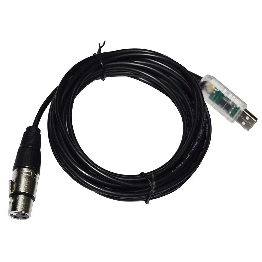 FREESTYLER QLC 단계 번개 관제사를위한 USB 3PIN 3P DMX 512 XLR 여성 변환기 케이블에 다채로운 FTDI RS485 DMX512