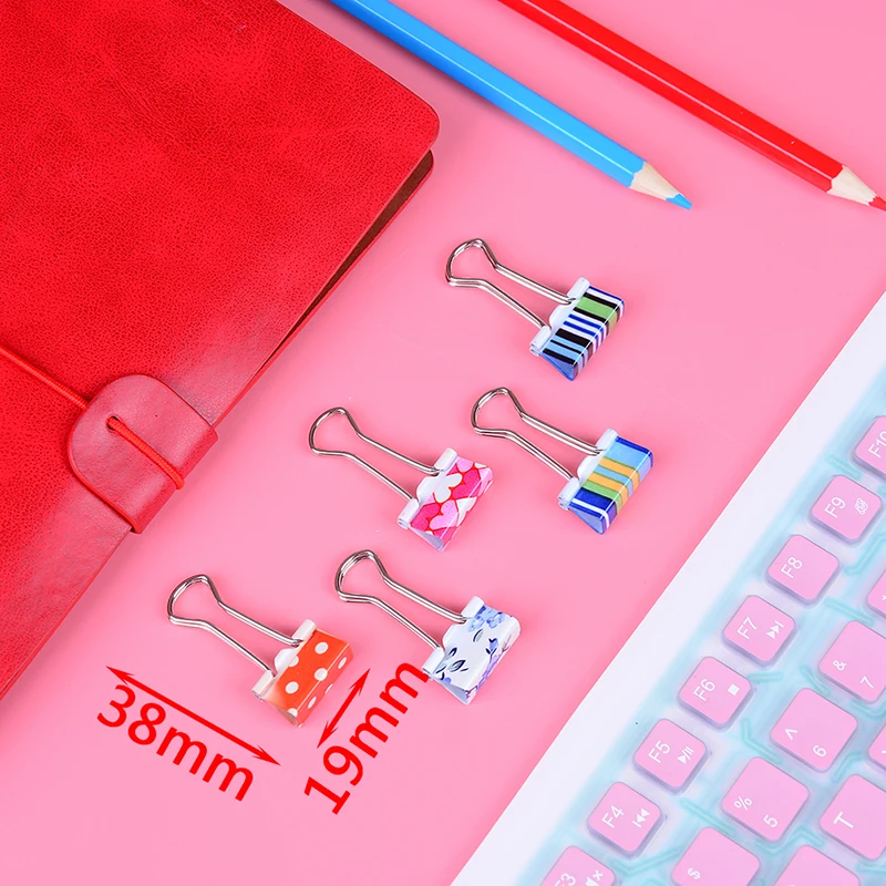 

24 Pcs/lot Colorful Cute Metal Binder Clips Organizer Assorted Printing Style Paper Clips File Holder Photo Clamps 19cm