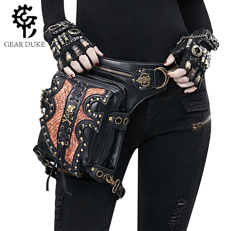 

Vintage Steampunk Bag Retro Rock Gothic Retro bag Goth Shoulder Waist Bags Packs Victorian Style Women Men leg bag