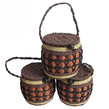 

Woven Tea Caddy Box with Lid Garden Style Cotton Braided Cosmetic Storage Box Hand Made Tea Sundries Basket Desktop Decoration