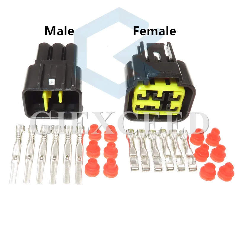 2 комплекта 6 Pin FW-C-6M-B FW-C-6F-B автомобиля Водонепроницаемый стеклоподъемника кабель разъем зажигания высокого напряжения вилка катушки для Ford Mondeo