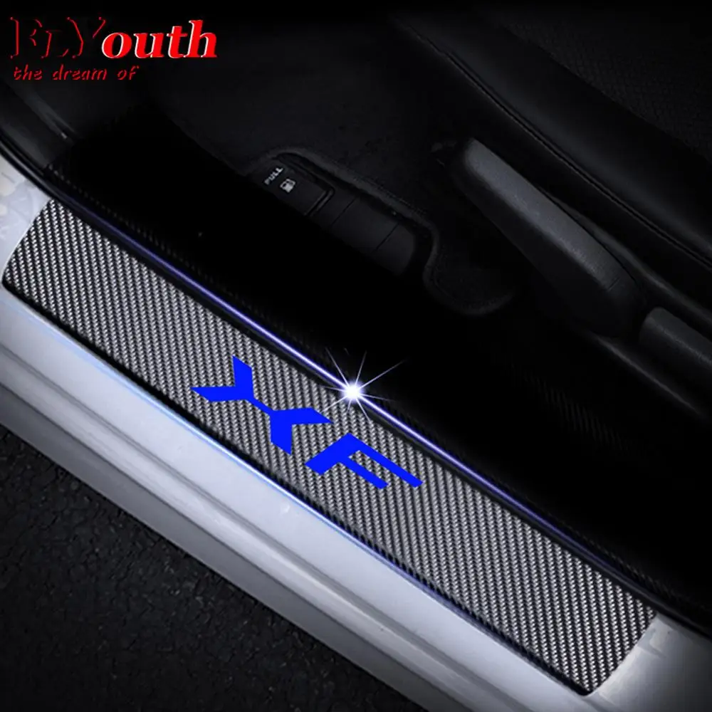 Car Door Sill Scuff Plate For Jaguar XF Reflective 4D Carbon Fiber Sticker Welcome Pedal Threshold Auto Accessories 4Pcs/set | Автомобили