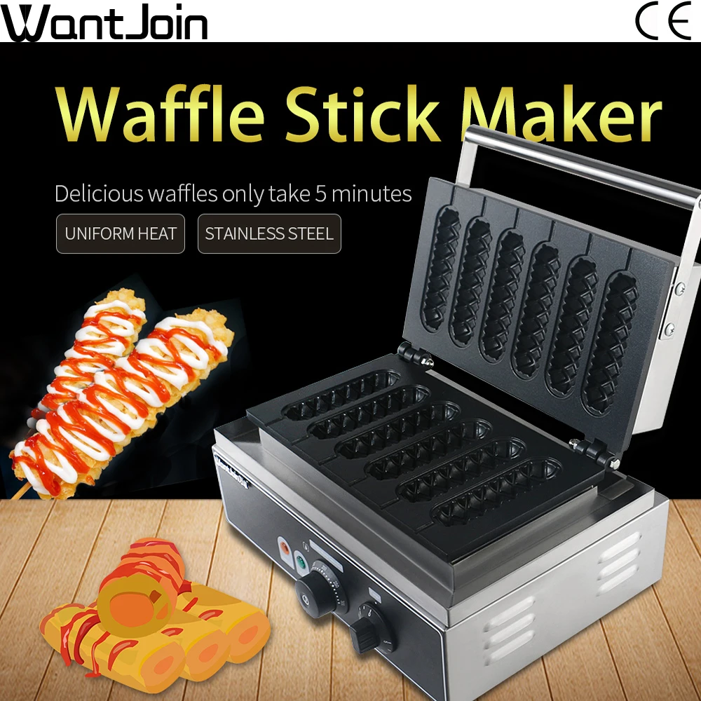 

WantJoin Commercial Iron Crispy Corn French Muffin Waffle Machine Crispy Machine Lolly Waffle Maker Hot Dog Crispy Stick Machine