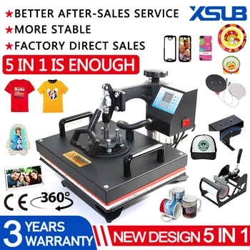 

Cheap 30*38CM 5 in 1 Combo Heat Press machine Sublimation Printer printing for T-shirts Plates/Cap/Mug/Phone Covers