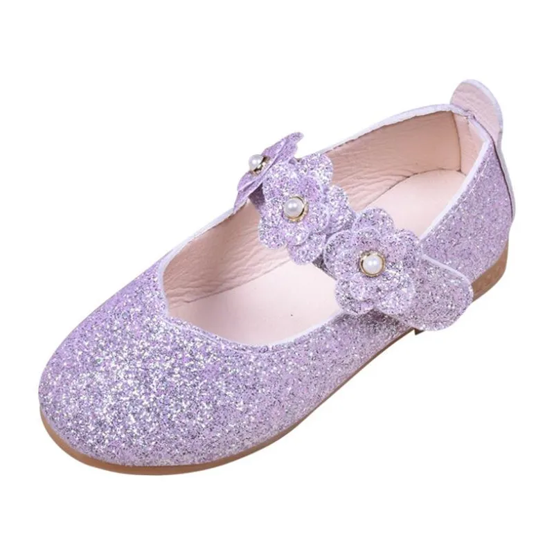 2020 New Girls Soft Bottom Sequins Flowers Princess Shoes Single Dance Shoes Non-slip wearproof Girls outdoor sports shoes photo