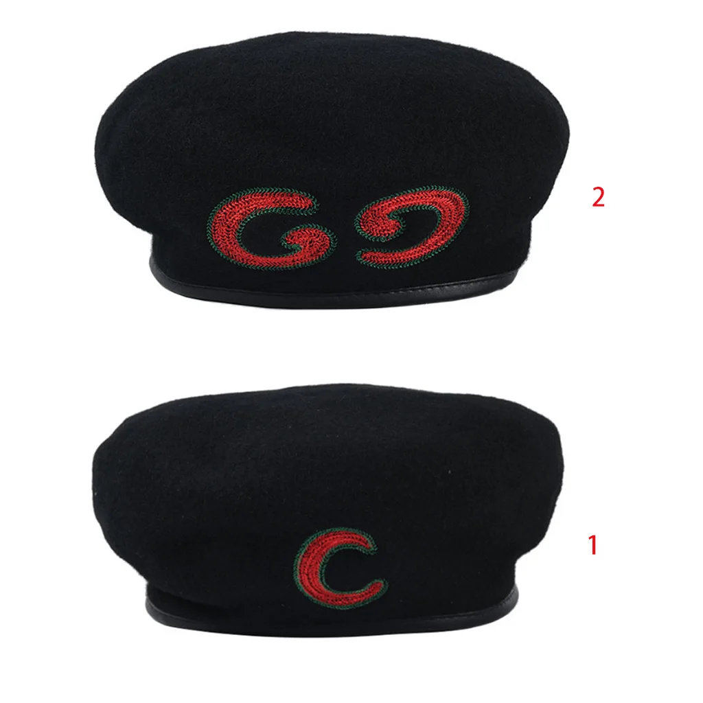 Корейская женская мужская фетровая Кепка из искусственной шерсти C GG вышитая шапочка