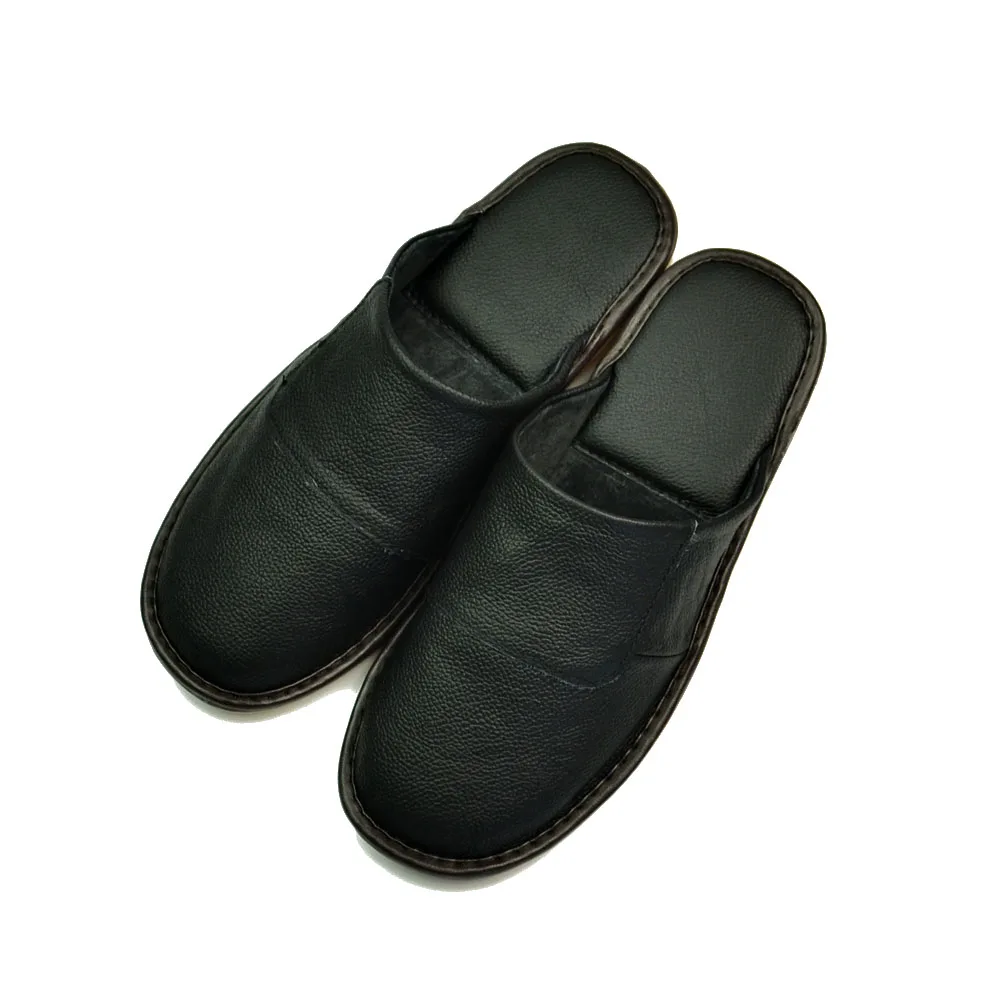Genuine Cow Leather slippers couple indoor non-slip men women home fashion casual single shoes PVC soft soles spring summer 508