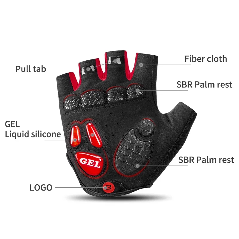 ROCKBROS Pro Bike Cycling Gloves Half Finger GEL Pad Shockproof Mens Women Spring Summer Sports Non-slip Gloves Guantes Ciclismo 3