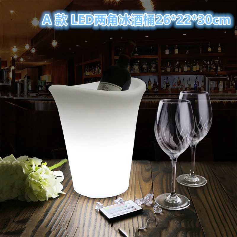 ^*Best Offers Colorful LED Ice Bucket Large Capacity Wine Cooler Waterproof with Colors Changing Champagne Beer Bucket Bars Night Party